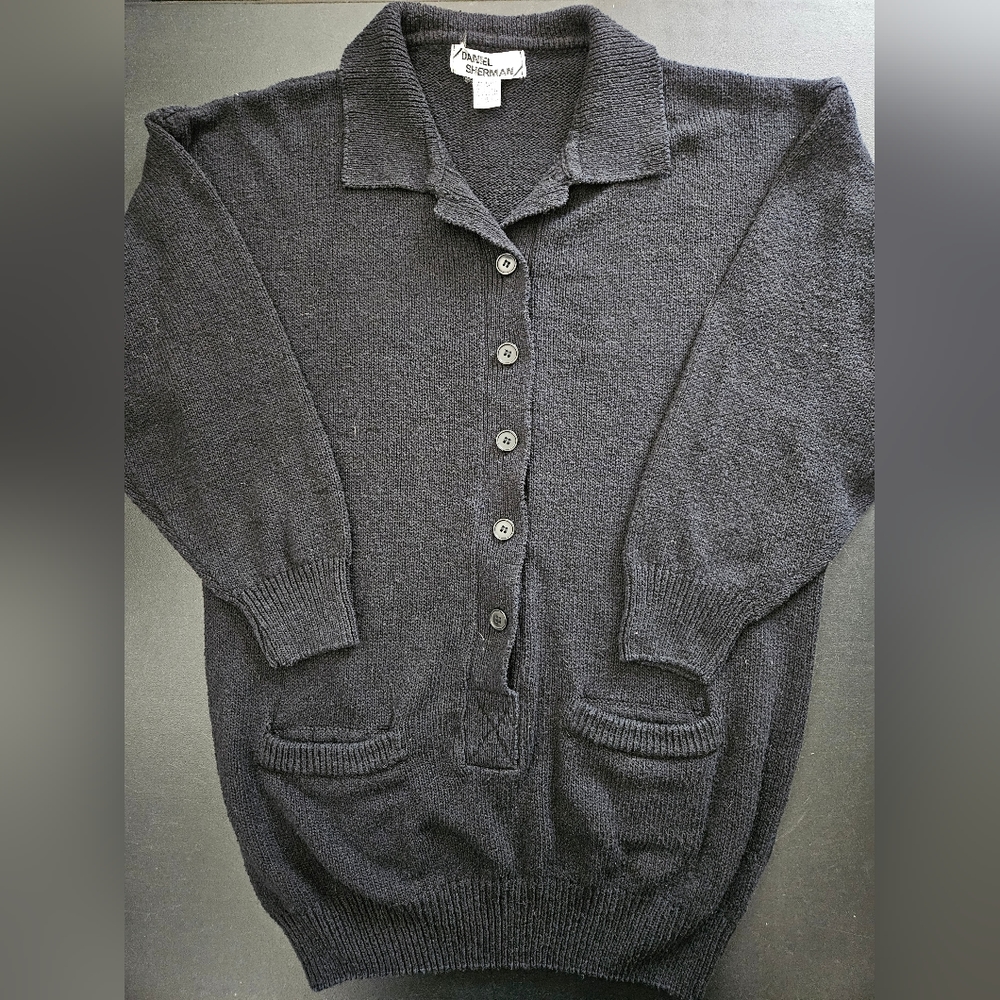 Silk Blend Daniel Sherman Oversize Black Cardigan - NWOT - Size L